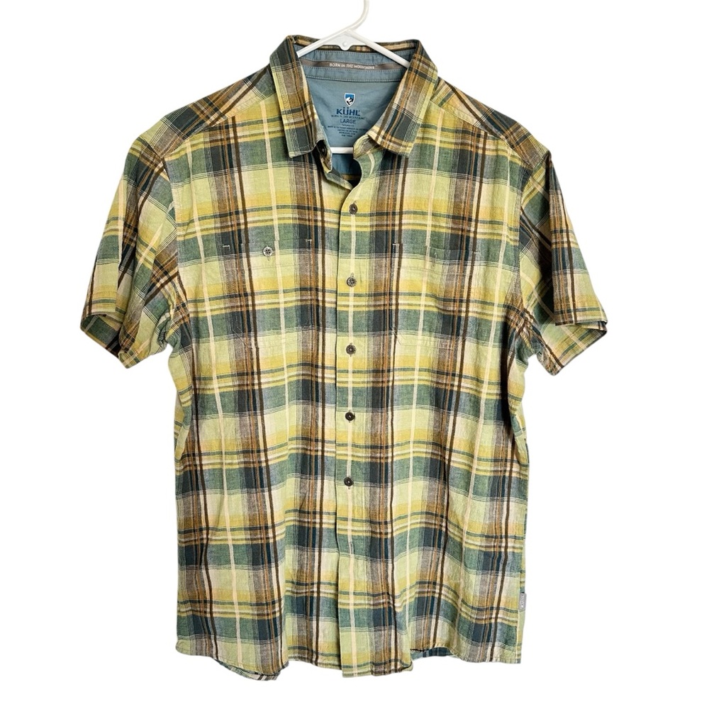 Kuhl Yellow and‎ Green Casual Button Down Shirt